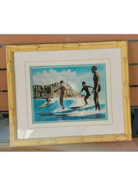 Framed Glenn Martin Art Print Hawaiian Legends SIGNED SURFER ART